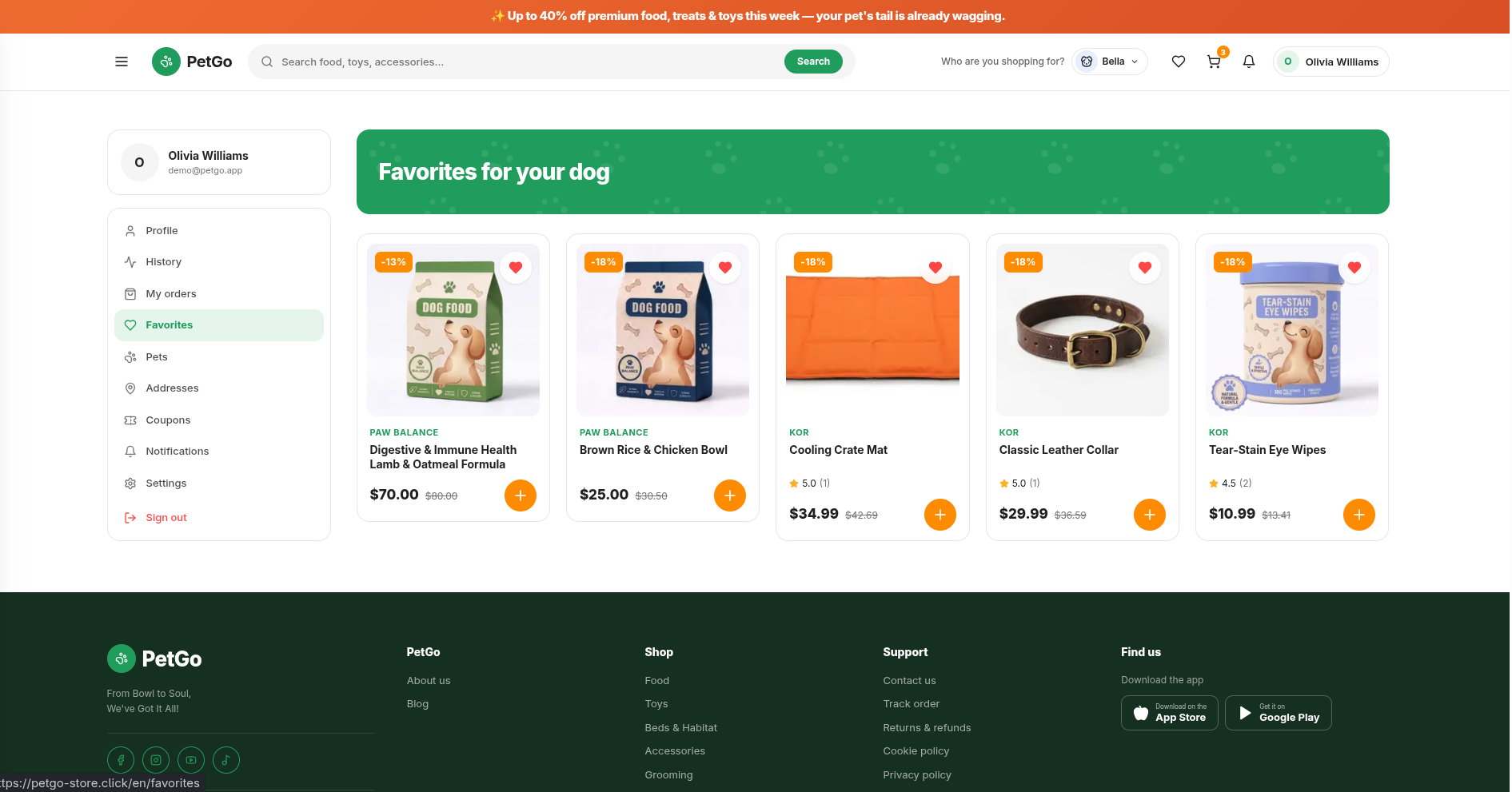 PetGo screenshot - Allergy-Filtered Favorites