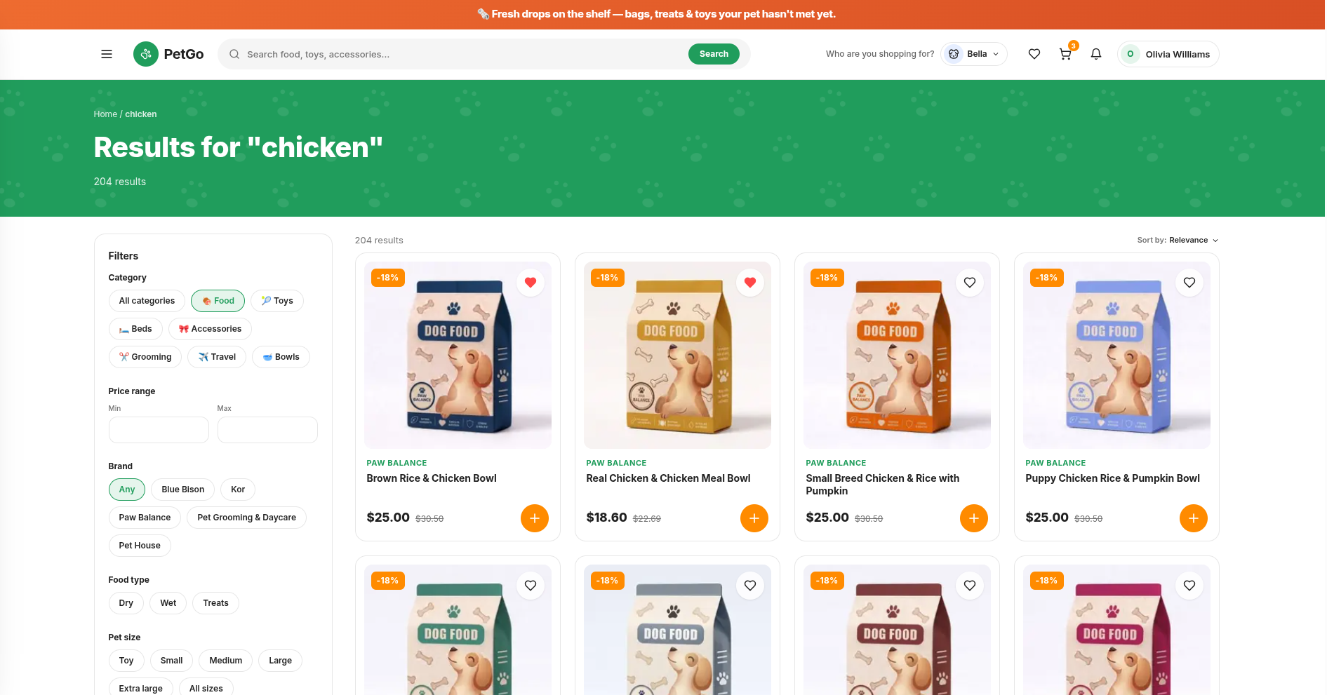 PetGo screenshot - Search Results & Filters